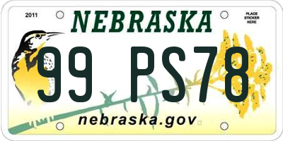 NE license plate 99PS78