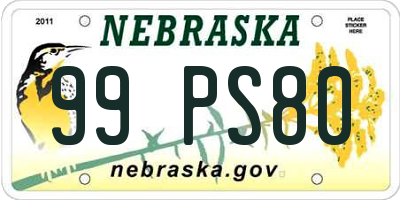 NE license plate 99PS80