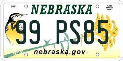 NE license plate 99PS85