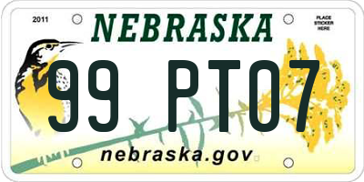 NE license plate 99PT07