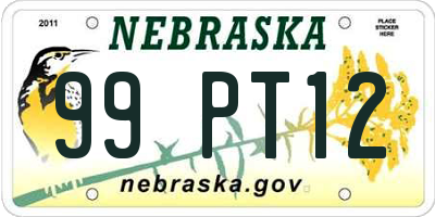 NE license plate 99PT12