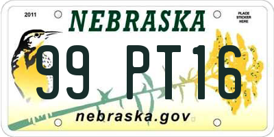 NE license plate 99PT16