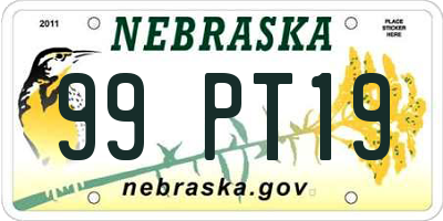 NE license plate 99PT19