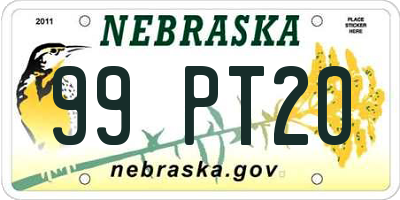 NE license plate 99PT20