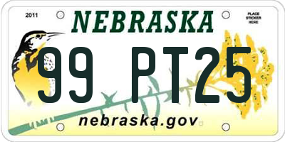 NE license plate 99PT25