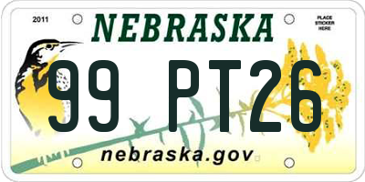 NE license plate 99PT26