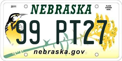 NE license plate 99PT27