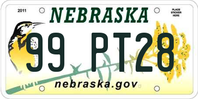 NE license plate 99PT28