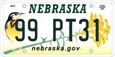 NE license plate 99PT31