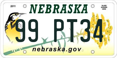 NE license plate 99PT34