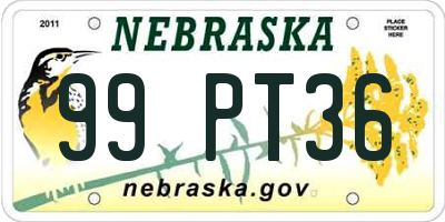 NE license plate 99PT36