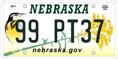 NE license plate 99PT37