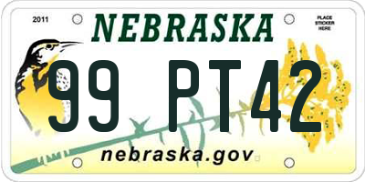 NE license plate 99PT42