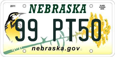 NE license plate 99PT50