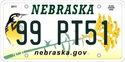 NE license plate 99PT51