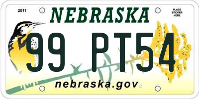 NE license plate 99PT54