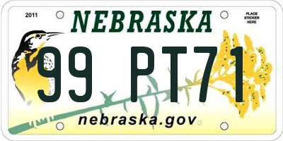 NE license plate 99PT71