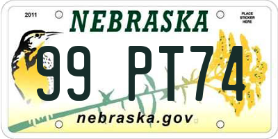 NE license plate 99PT74