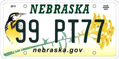 NE license plate 99PT77