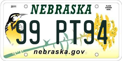 NE license plate 99PT94