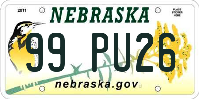 NE license plate 99PU26