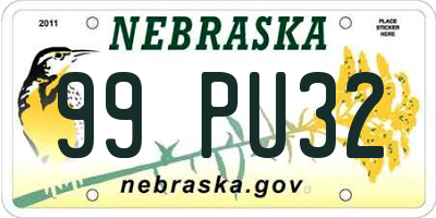 NE license plate 99PU32