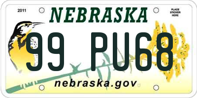 NE license plate 99PU68