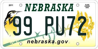 NE license plate 99PU72