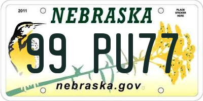 NE license plate 99PU77