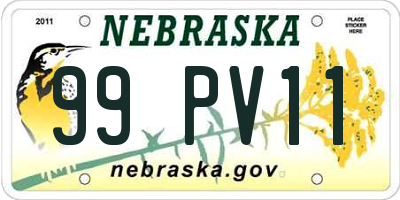 NE license plate 99PV11