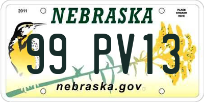 NE license plate 99PV13