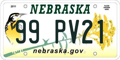 NE license plate 99PV21