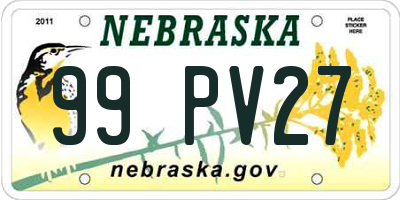 NE license plate 99PV27