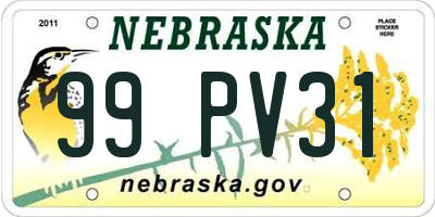 NE license plate 99PV31