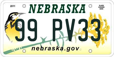 NE license plate 99PV33