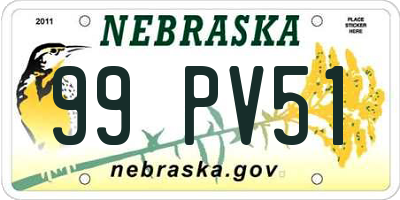 NE license plate 99PV51