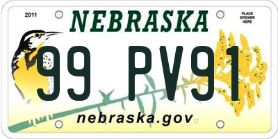 NE license plate 99PV91