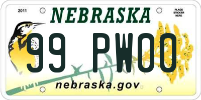 NE license plate 99PW00