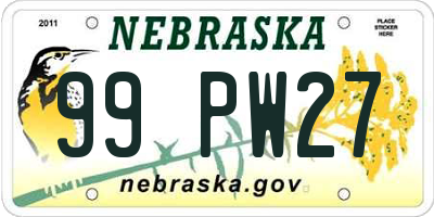 NE license plate 99PW27