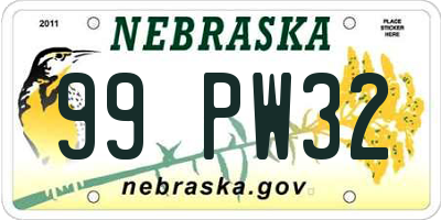 NE license plate 99PW32