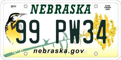 NE license plate 99PW34