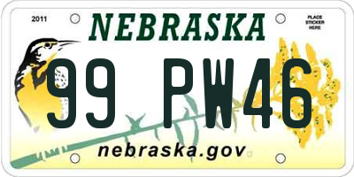 NE license plate 99PW46