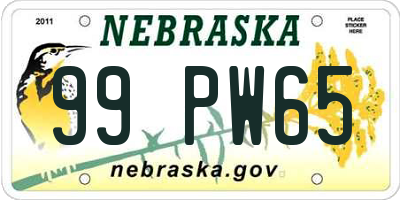 NE license plate 99PW65