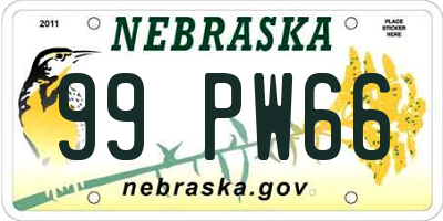 NE license plate 99PW66