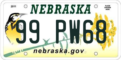 NE license plate 99PW68