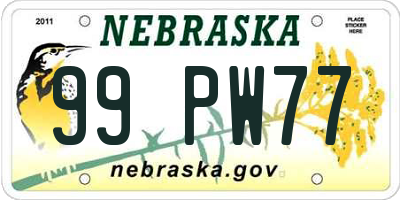 NE license plate 99PW77