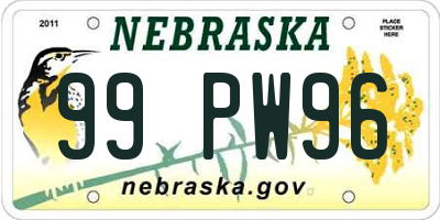 NE license plate 99PW96