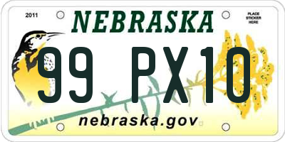 NE license plate 99PX10