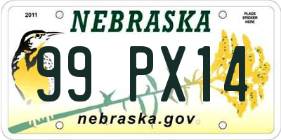 NE license plate 99PX14