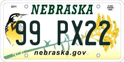 NE license plate 99PX22